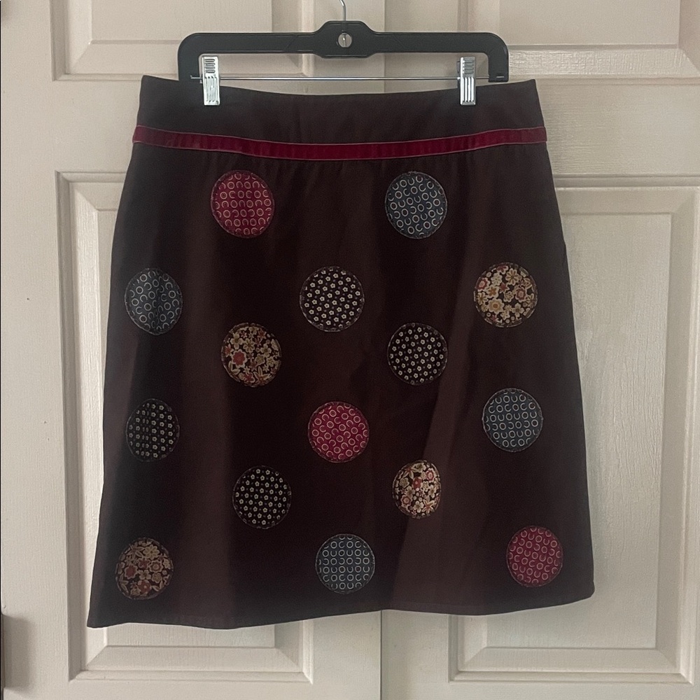 Boden Black A-Line Skirt with Red, Blue and Floral Circles - Picture 4 of 7
